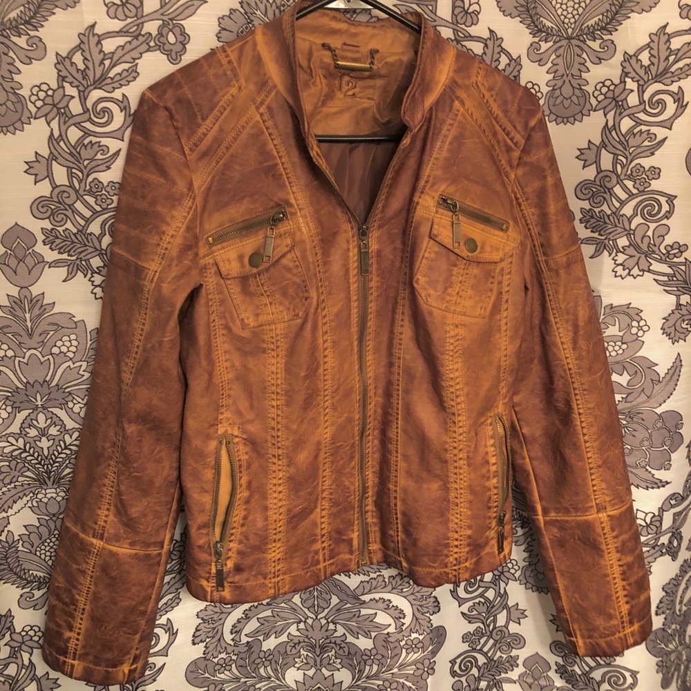Distressed Faux Leather Jacket ❤️